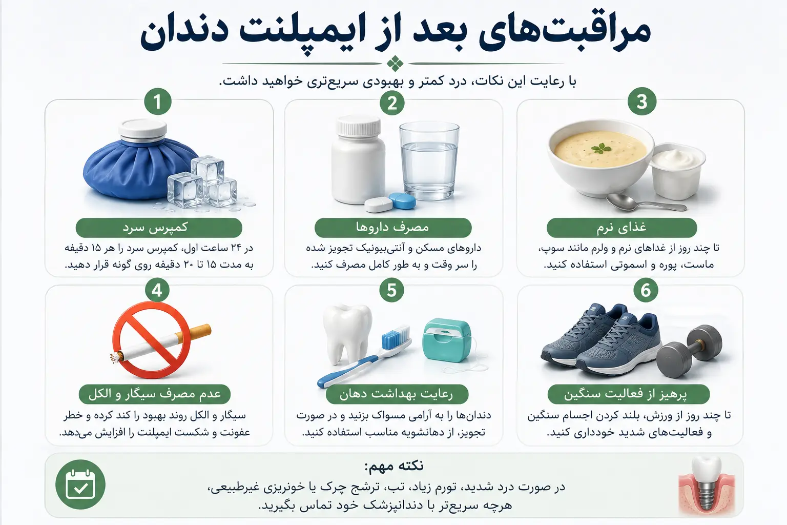 مراقبت های بعد از ایمپلنت دندان