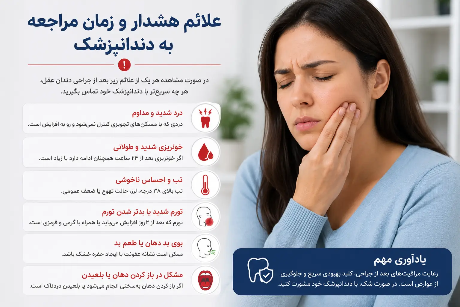 علائم هشدار برای جراحی دندان عقل