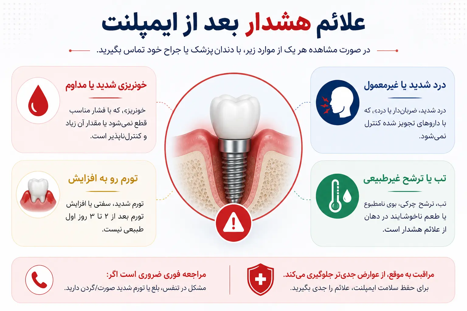 علائم هشدار بعد از ایمپلنت